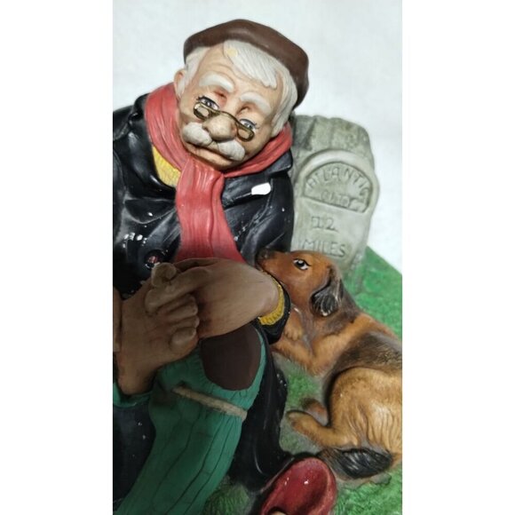 Vintage Chalkware Travelers Rest Homeless Man & Dog Figurine‎ Hand-Painted - Picture 11 of 16